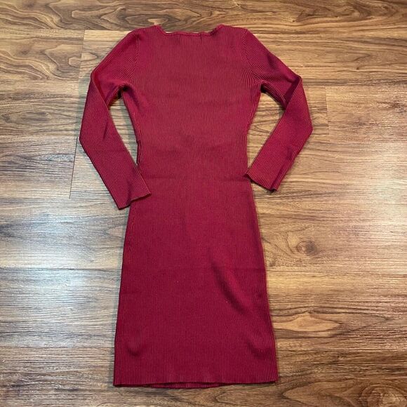 Almost Famous Womens Long Sleeve Sweater Dress Cut Out Round Neck Red Size Large - Picture 6 of 7